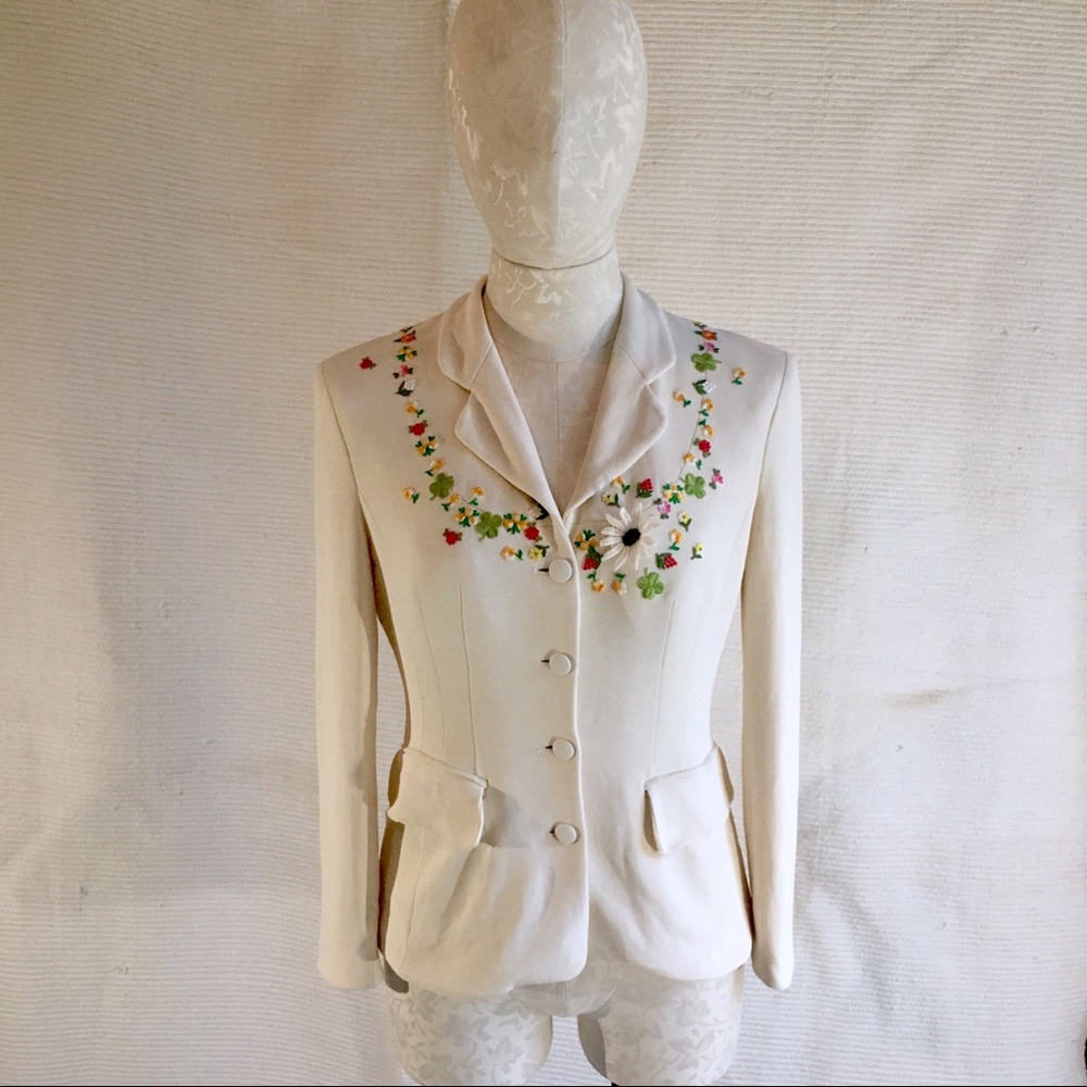 Moschino Flower Child Embroidered Blazer Jacket - Picture 6 of 8
